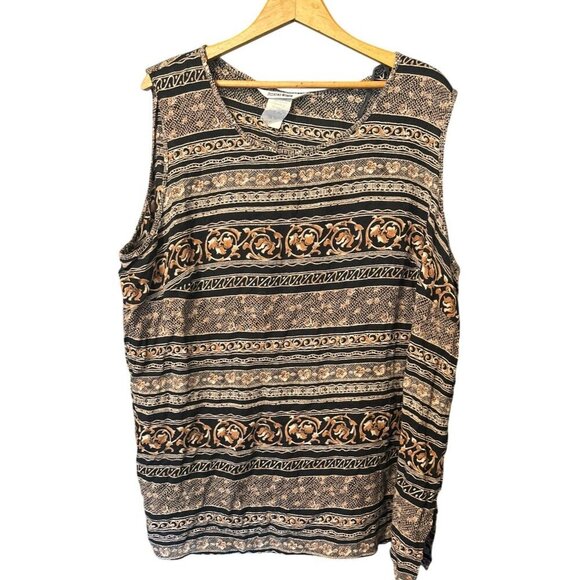 Nina Piccalino Women's Vintage BOHO Sleeveless Tunic Top Shell 20W USA - Picture 1 of 5